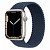 Купить Apple Watch Series 7 // 45мм GPS // Корпус из алюминия цвета «сияющая звезда», плетёный монобраслет цвета «синий омут»
