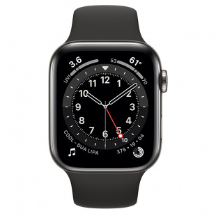 Apple Watch Series 6 // 40мм GPS + Cellular // Корпус из нержавеющей стали графитового цвета, спортивный ремешок черного цвета