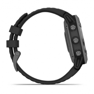Мультиспортивные часы Garmin Fenix 6 Pro (47mm) Solar, серый стальной корпус, черный силиконовый ремешок