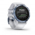 Мультиспортивные часы Garmin Fenix 6 Pro (47mm) Solar, стальной корпус цвета "синий минерал", белый силиконовый ремешок