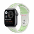 Apple Watch SE // 40мм GPS // Корпус из алюминия цвета «серый космос», спортивный ремешок Nike цвета «Еловая дымка/пастельный зелёный» (2020)