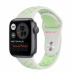 Apple Watch SE // 40мм GPS // Корпус из алюминия цвета «серый космос», спортивный ремешок Nike цвета «Еловая дымка/пастельный зелёный» (2020)