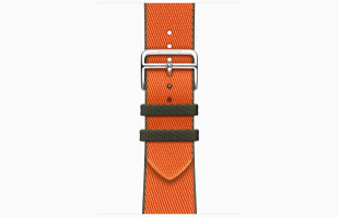 Apple Watch Series 9 Hermès // 45мм GPS+Cellular // Корпус из нержавеющей стали серебристого цвета, ремешок Twill Jump Single Tour цвета Orange/Kaki
