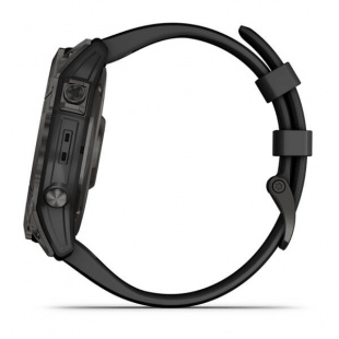 Мультиспортивные часы Garmin Fenix 7X (51mm) Sapphire Solar, титановый угольно-серый DLC корпус, угольно-серый силиконовый ремешок