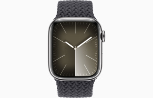 Apple Watch Series 9 // 41мм GPS+Cellular // Корпус из нержавеющей стали серебристого цвета, плетёный монобраслет цвета "темная ночь"
