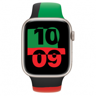 Apple Watch Series 8 // 45мм GPS // Корпус из алюминия цвета "сияющая звезда", спортивный ремешок цвета Black Unity