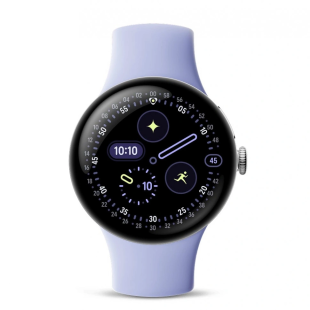 Google Pixel Watch 4 Wi-Fi, серебристый корпус 41 mm, спортивный ремешок лилового цвета (Iris)