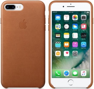 Кожаный чехол для iPhone 7+ (Plus)/8+ (Plus), золотисто-коричневый цвет, оригинальный Apple