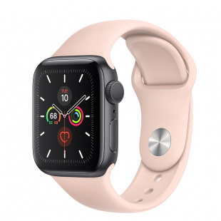 Apple Watch Series 5 // 40мм GPS // Корпус из алюминия цвета «серый космос», спортивный ремешок цвета «розовый песок»
