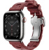 Apple Watch Series 9 Hermès // 41мм GPS+Cellular // Корпус из нержавеющей стали серебристого цвета, ремешок Kilim Single Tour цвета  Rouge H с раскладывающейся застёжкой (Deployment Buckle)