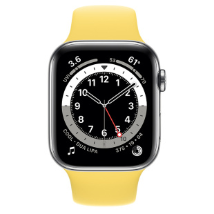 Apple Watch Series 6 // 44мм GPS + Cellular // Корпус из нержавеющей стали серебристого цвета, спортивный ремешок имбирного цвета