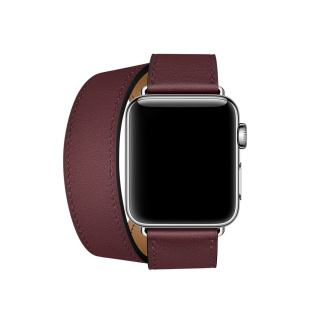 38/40 мм ремешок Double Tour из кожи Swift цвета Bordeaux, размер Regular (стандартный) для Apple Watch Hermès