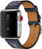 Apple Watch Series 3 Hermès // 42мм GPS + Cellular // Корпус из нержавеющей стали, ремешок из кожи Single Tour Eperon d’Or с морской гала-картой (MQX62)