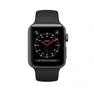 Apple Watch Series 3 // 42мм GPS // Корпус из алюминия цвета «серый космос», спортивный ремешок чёрного цвета (MQL12)
