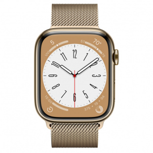 Apple Watch Series 8 // 41мм GPS + Cellular // Корпус из нержавеющей стали золотого цвета, миланский сетчатый браслет золотого цвета