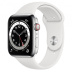 Apple Watch Series 6 // 44мм GPS + Cellular // Корпус из нержавеющей стали серебристого цвета, спортивный ремешок белого цвета