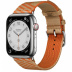 Apple Watch Series 7 Hermès // 45мм GPS + Cellular // Корпус из нержавеющей стали серебристого цвета, ремешок Hermès Simple Tour Jumping цвета Kraft/Orange