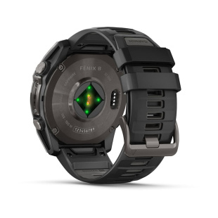 Мультиспортивные часы Garmin Fenix 8 (47mm), Sapphire, угольно-серый корпус с DLC-покрытием, пепельно-черный силиконовый ремешок