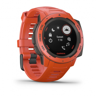 Туристические умные часы Garmin Instinct (45mm), корпус и силиконовый ремешок цвета Flame Red