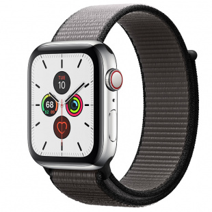 Apple Watch Series 5 // 40мм GPS + Cellular // Корпус из нержавеющей стали, спортивный браслет цвета «тёмный графит»
