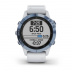 Мультиспортивные часы Garmin Fenix 6 Pro (47mm) Solar, стальной корпус цвета "синий минерал", белый силиконовый ремешок