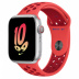 Apple Watch Series 8 // 45мм GPS + Cellular // Корпус из алюминия серебристого цвета, спортивный ремешок Nike цвета "ярко-малиновый/спортивный красный"