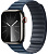 Купить Apple Watch Series 9 // 45мм GPS+Cellular // Корпус из нержавеющей стали графитового цвета, браслет цвета "тихоокеанский синий", размер S/M
