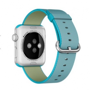 Apple Watch Sport 42 мм, серебристый алюминий, ремешок из плетёного нейлона цвета «аквамарин»