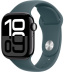 Apple Watch Series 10 // 46мм GPS // Черный глянцевый корпус из алюминия, спортивный ремешок цвета "зеленое озеро"