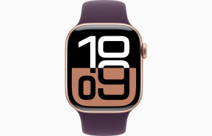 Apple Watch Series 10 // 42мм GPS // Корпус из алюминия цвета "розовое золото", спортивный ремешок цвета "сливовый"