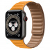 Apple Watch Series 6 // 44мм GPS + Cellular // Корпус из титана цвета «черный космос», кожаный браслет цвета «Золотой апельсин», размер ремешка S/M Apple Watch Series 6 // 44мм GPS + Cellular // Корпус из титана цвета «черный космос», кожаный браслет цвета «Золотой апельсин», размер ремешка S/M