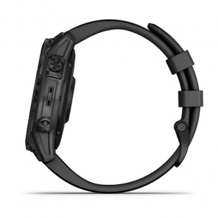 Мультиспортивные часы Garmin Fenix 7 (47mm) Sapphire Solar, титановый черный DLC корпус, черный силиконовый ремешок