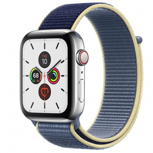 Apple Watch Series 5 // 40мм GPS + Cellular // Корпус из нержавеющей стали, спортивный браслет цвета «морской лёд»