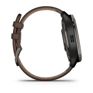 Умные часы Garmin Venu 2 Plus (43mm), серый корпус, коричневый кожаный ремешок