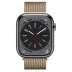 Apple Watch Series 8 // 45мм GPS + Cellular // Корпус из нержавеющей стали графитового цвета, миланский сетчатый браслет золотого цвета
