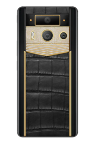 Телефон Vertu METAVERTU 2 Max, 1Tb, Luxury Custom-Made Gold Plain Weave With Diamonds, Alligator Leather (Black/Черный)