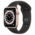 Apple Watch Series 6 // 44мм GPS // Корпус из алюминия золотого цвета, спортивный ремешок черного цвета