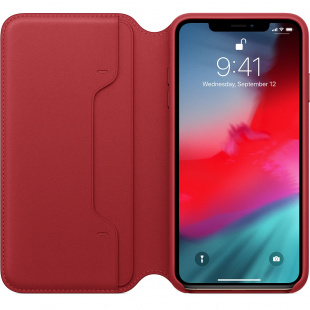 Кожаный чехол Folio для iPhone XS Max, (PRODUCT)RED, оригинальный Apple