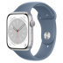 Apple Watch Series 8 // 45мм GPS // Корпус из алюминия серебристого цвета, спортивный ремешок сланцево-синего цвета