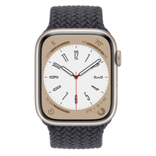 Apple Watch Series 8 // 45мм GPS // Корпус из алюминия цвета "сияющая звезда", плетёный монобраслет цвета "темная ночь"