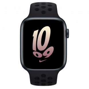 Apple Watch SE // 44мм GPS // Корпус из алюминия цвета «тёмная ночь», спортивный ремешок Nike черного цвета (2022-2023)