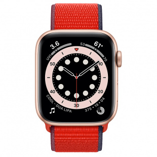 Apple Watch Series 6 // 44мм GPS + Cellular // Корпус из алюминия золотого цвета, спортивный браслет цвета (PRODUCT)RED