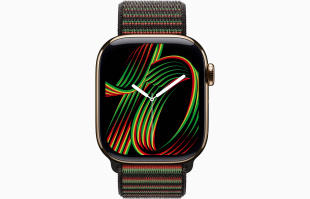 Apple Watch Series 11 // 46мм GPS+Cellular // Корпус из титана золотого цвета, спортивный браслет цвета Unity Rhythm