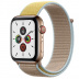 Apple Watch Series 5 // 44мм GPS + Cellular // Корпус из нержавеющей стали золотого цвета, спортивный браслет цвета «верблюжья шерсть»