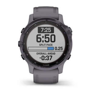 Мультиспортивные часы Garmin Fenix 6S Pro (42mm) Solar, стальной аметистовый корпус, темно-серый силиконовый ремешок