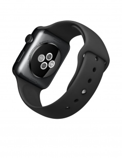 Apple Watch 42 мм, нержавеющая сталь цвета «чёрный космос», чёрный спортивный ремешок