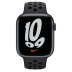 Apple Watch Series 7 // 45мм GPS // Корпус из алюминия цвета «тёмная ночь», спортивный ремешок Nike цвета «антрацитовый/чёрный»