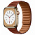 Купить Apple Watch Series 8 // 45мм GPS + Cellular // Корпус из нержавеющей стали золотого цвета, кожаный браслет темно-коричневого цвета, размер ремешка M/L