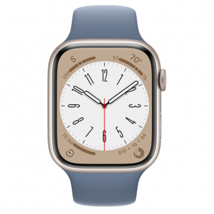 Apple Watch Series 8 // 45мм GPS // Корпус из алюминия цвета "сияющая звезда", спортивный ремешок сланцево-синего цвета