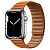 Купить Apple Watch Series 7 // 45мм GPS + Cellular // Корпус из нержавеющей стали серебристого цвета, кожаный браслет цвета «золотистая охра», размер ремешка M/L